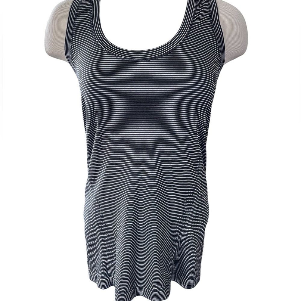 Athleta Black Charcoal Grey Stripe Racerback Performa… - Gem